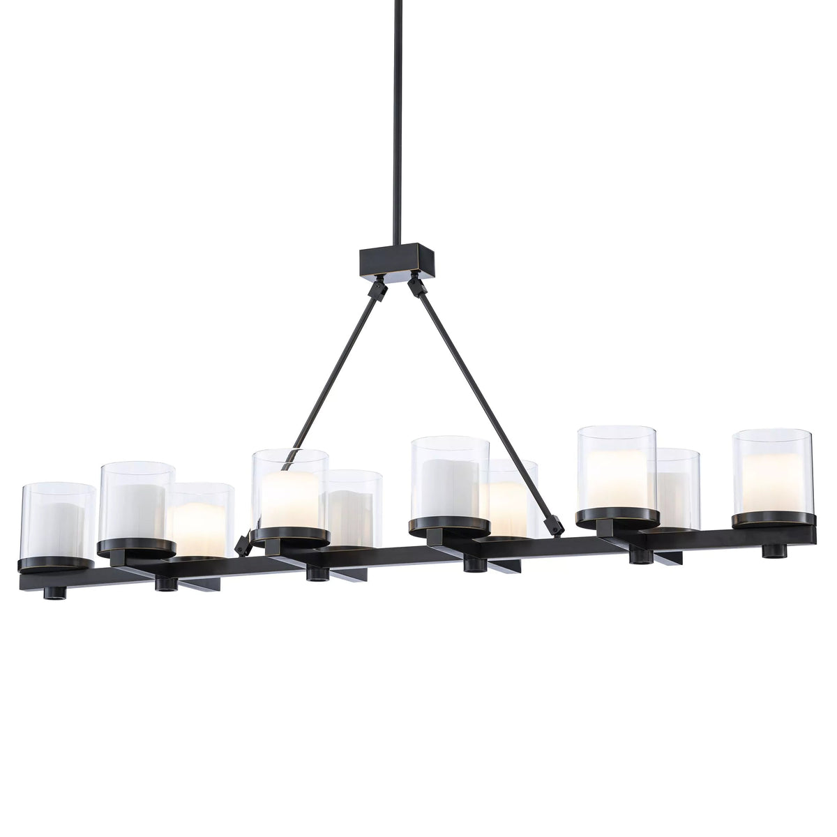 Sublime Modern Brass Chandelier (Antique Brass/Bronze Finish/Clear Glass) - view 6