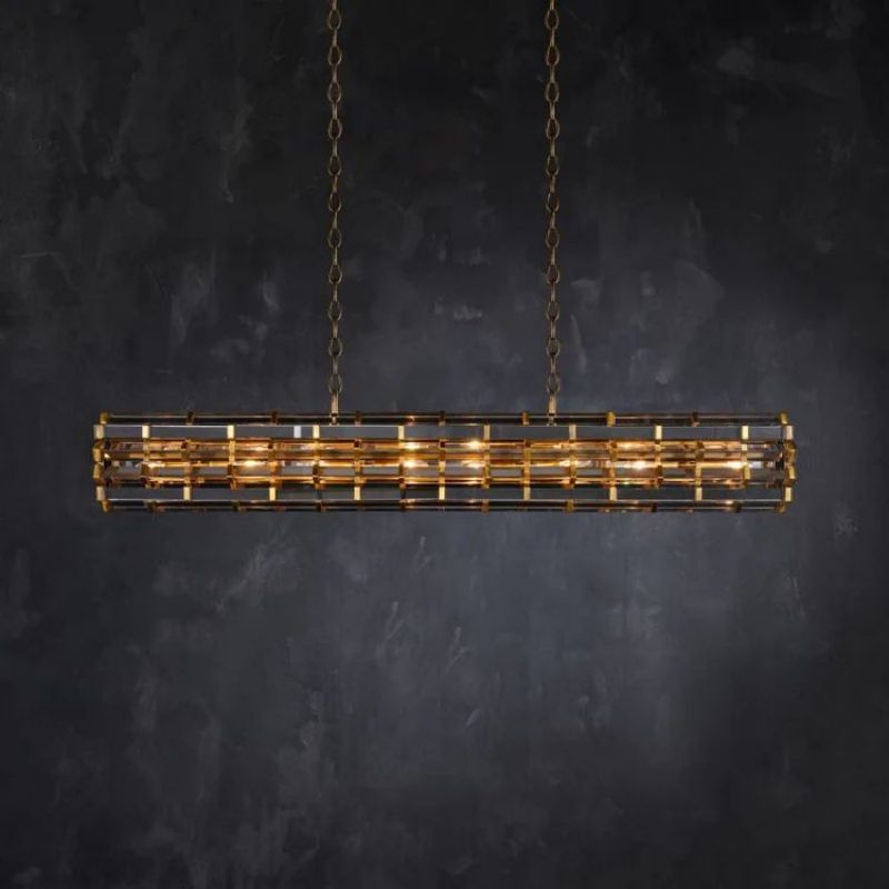 Dora Glass Linear Cylinder Chandelier 49″ 60″ 71″ - RHL
