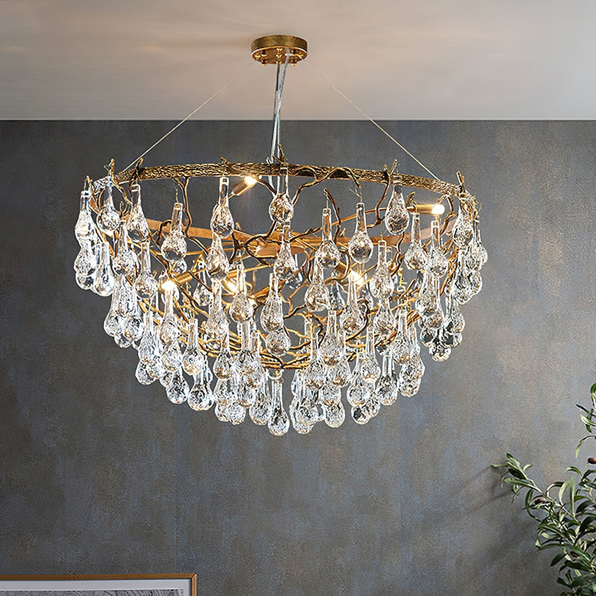 Doris Branch Brass Crystal Chandelier - view 2