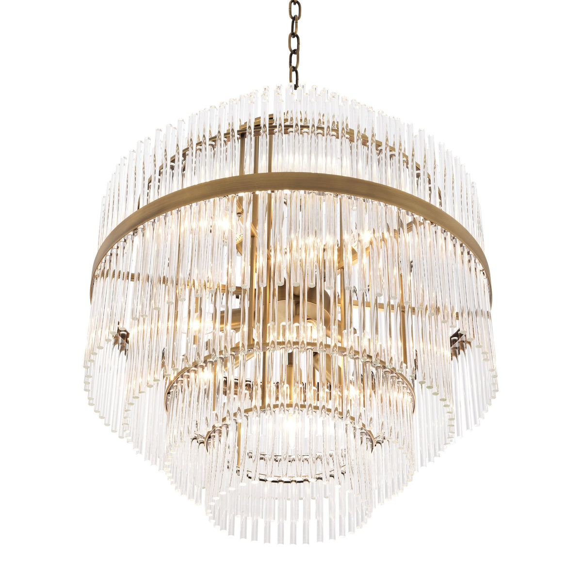 Thibaud Modern Brass Glass Chandelier - Brass - view 2