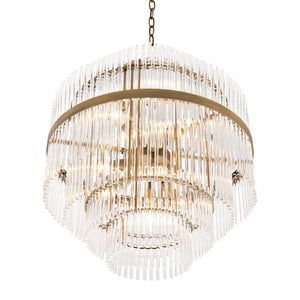 Thibaud Modern Brass Glass Chandelier - Brass - view 2