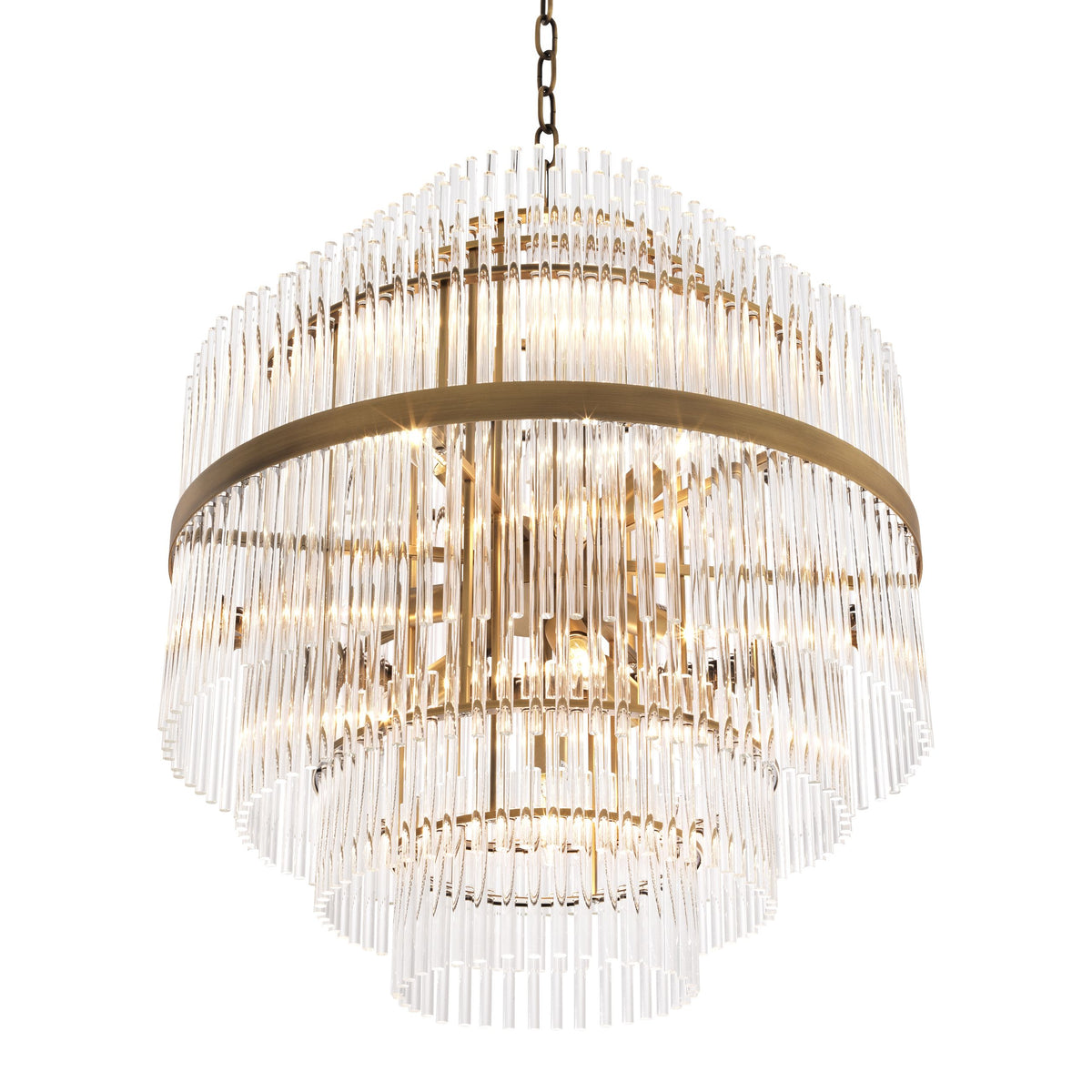 Thibaud Modern Brass Glass Chandelier - Brass - view 3