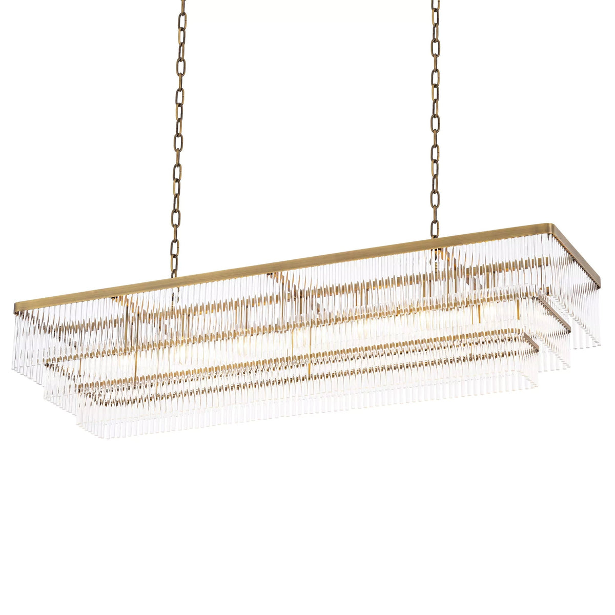 Thibaud Rectangle Modern Brass Glass Chandelier, rectangular - view 4