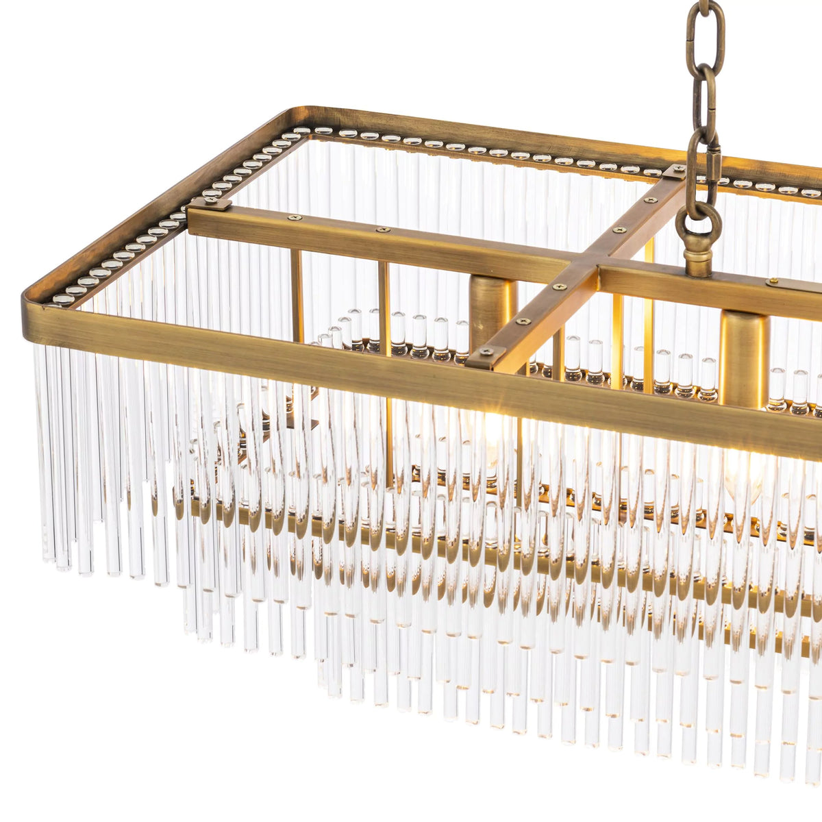 Thibaud Rectangle Modern Brass Glass Chandelier, rectangular - view 5