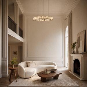 Ellery Crystal&Alabaster Round Ring Chandelier