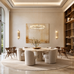 Ellery Crystal&Alabaster Round Ring Chandelier