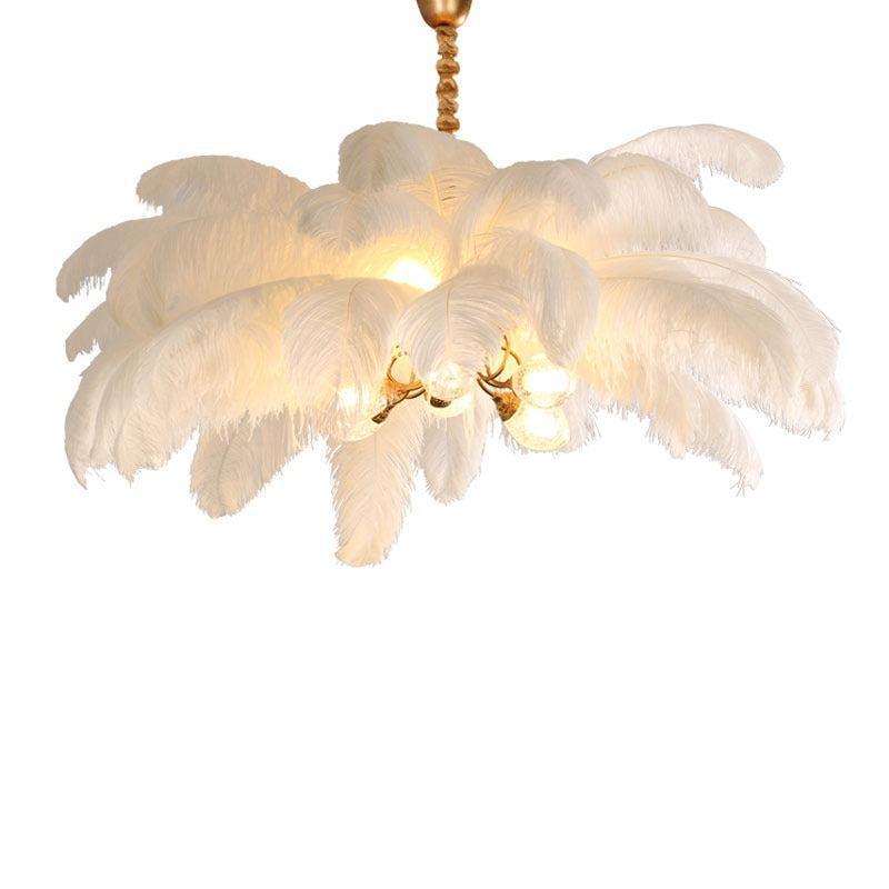 Elva Brass Palm Tree Feather Chandelier - view 18