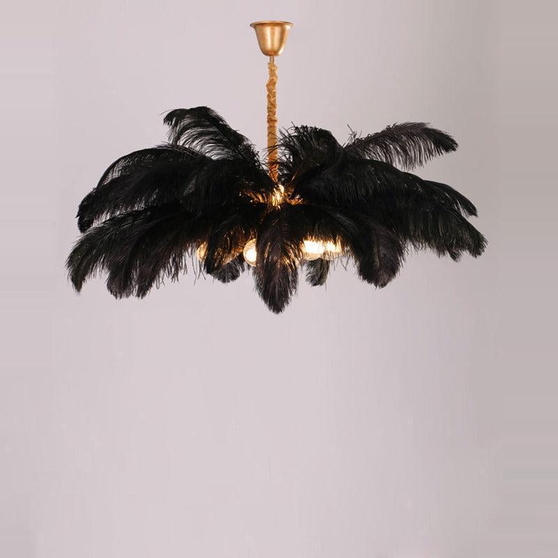 Elva Brass Palm Tree Feather Chandelier - view 8