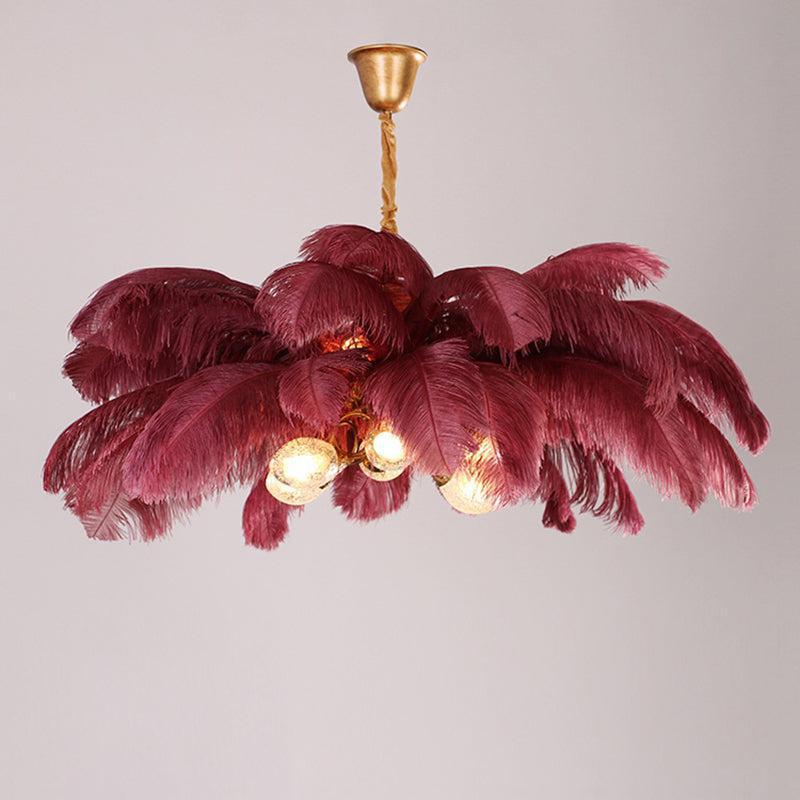 Elva Brass Palm Tree Feather Chandelier - view 5