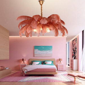 Elva Brass Palm Tree Feather Chandelier - view 2