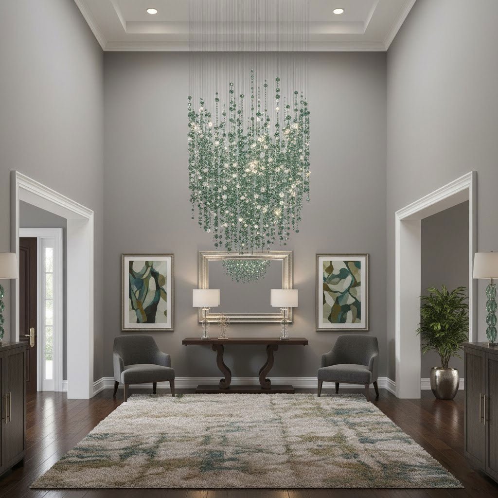 Galaxy Emerald Rainfall Meteor Shower Crystal Spiral Chandelier - view 6