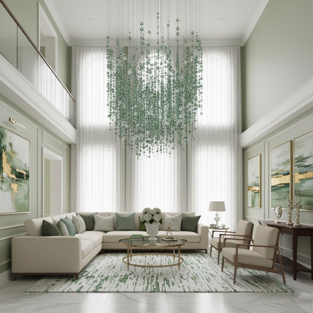 Galaxy Emerald Rainfall Meteor Shower Crystal Spiral Chandelier - view 2