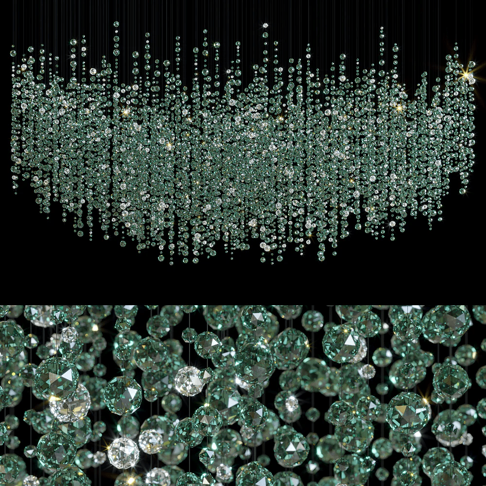 Galaxy Emerald Rainfall Meteor Shower Crystal Spiral Chandelier - view 13