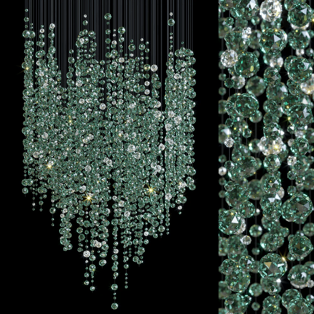 Galaxy Emerald Rainfall Meteor Shower Crystal Spiral Chandelier - view 14