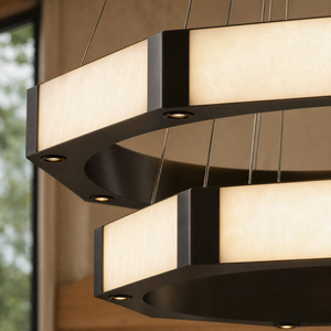 Facetra Hexagonal Black Ring Chandelier