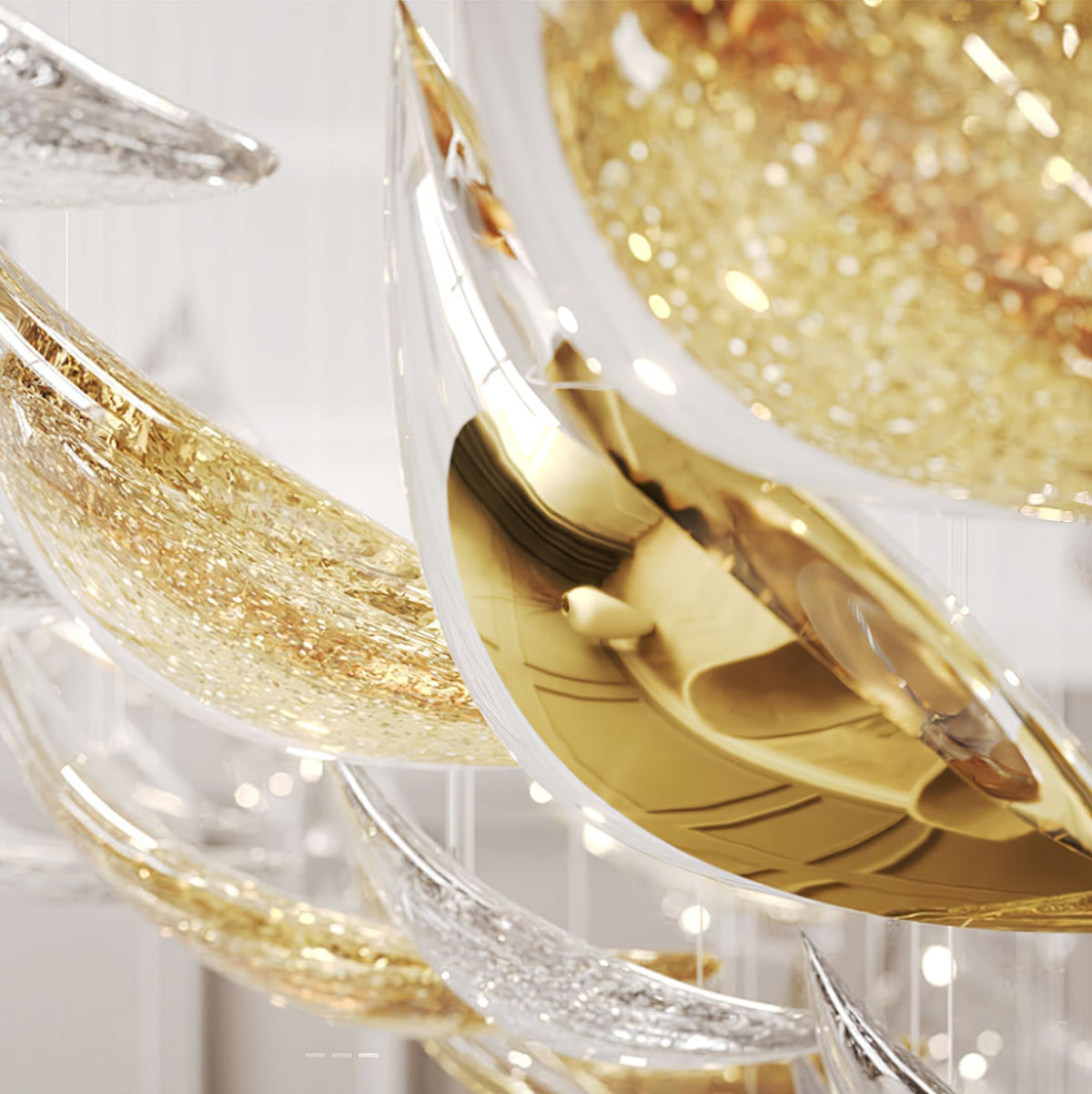Floating Leaves Meteor Shower Crystal Spiral Chandelier - view 27