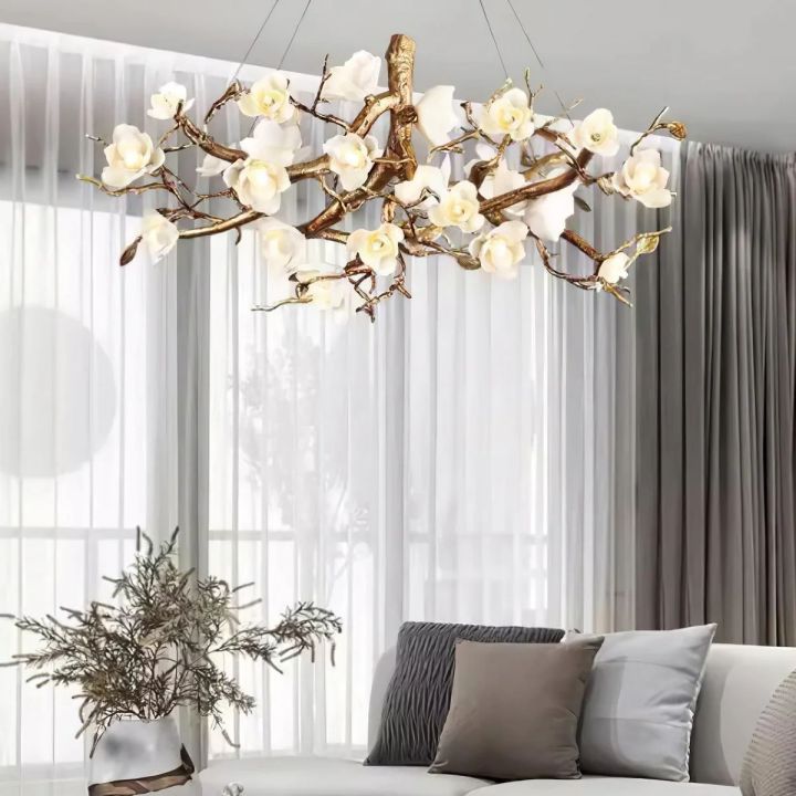 Flower Bloom Branch Brass Chandelier - view 10