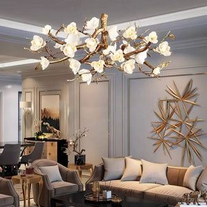 Flower Bloom Branch Brass Chandelier - view 3