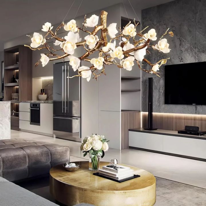 Flower Bloom Branch Brass Chandelier - view 5