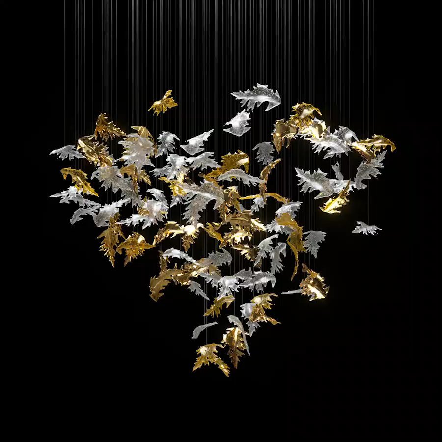 Galaxy Flying Leaves Meteor Shower Crystal Spiral Chandelier - view 3
