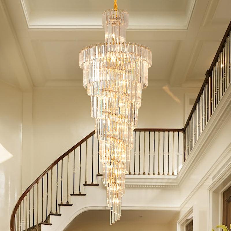 D39.4"*H236.2"/ 58 Lights Luxury Extra Large Foyer Spiral Staircase Chandelier Long Crystal Ceiling Light Fixture For Living Room Hall Entrance