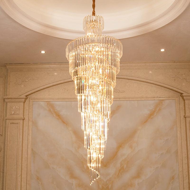 D39.4"*H236.2"/ 58 Lights Fancy Extra Length modern Spiral Chandelier Long Crystal Chandelier For Hallway