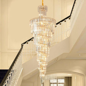 D39.4"*H236.2"/ 58 Lights Fabulous Extra Length modern Spiral Chandelier Long Crystal Ceiling Lighting For 2story house