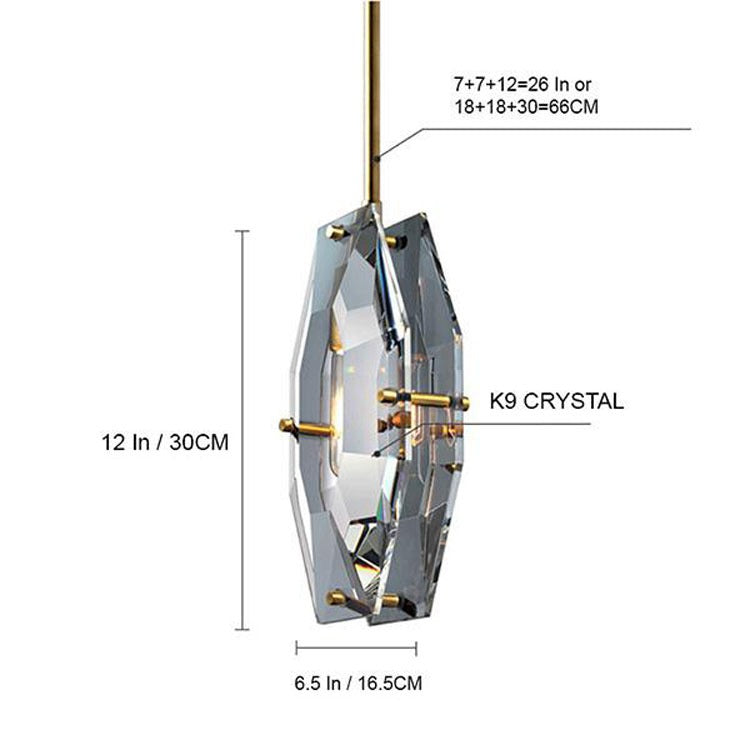 Corin Modern Faceted Smoke Crystal Pendant Light - view 8
