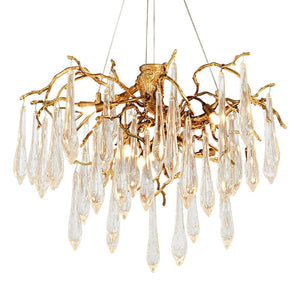 Branch Crystal Drops Chandelier in French Style with Copper Gold Finish for Dining and Living Room Ceiling - view 2