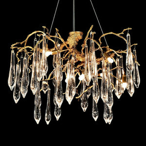Branch Crystal Drops Chandelier in French Style with Copper Gold Finish for Dining and Living Room Ceiling - view 6