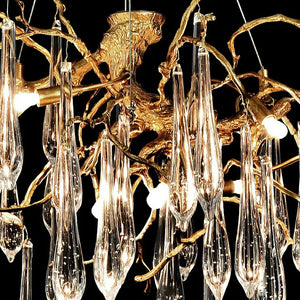 Branch Crystal Drops Chandelier in French Style with Copper Gold Finish for Dining and Living Room Ceiling - view 7