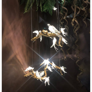 Bird Song Branching Linear Teardrop Chandelier