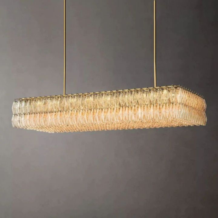 Galaxy Clear Glass Rectangular Chandelier 74" - view 3