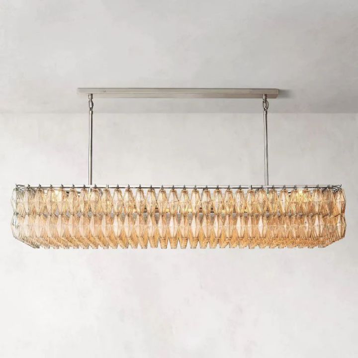 Galaxy Clear Glass Rectangular Chandelier 74" - view 2