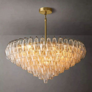 Galaxy Clear Glass Tiered Round Chandelier 37"