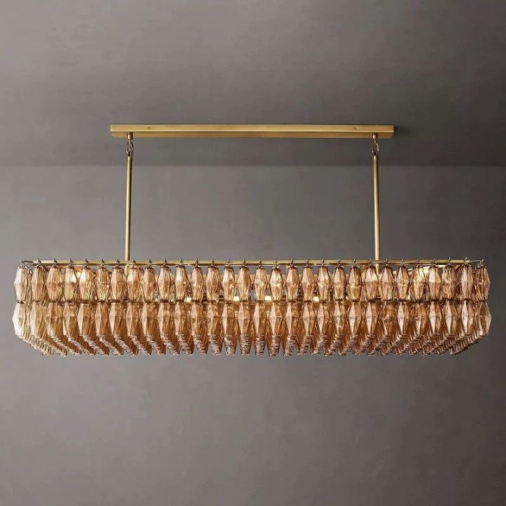 Galaxy Smoke Glass Rectangular Chandelier 74" - view 3