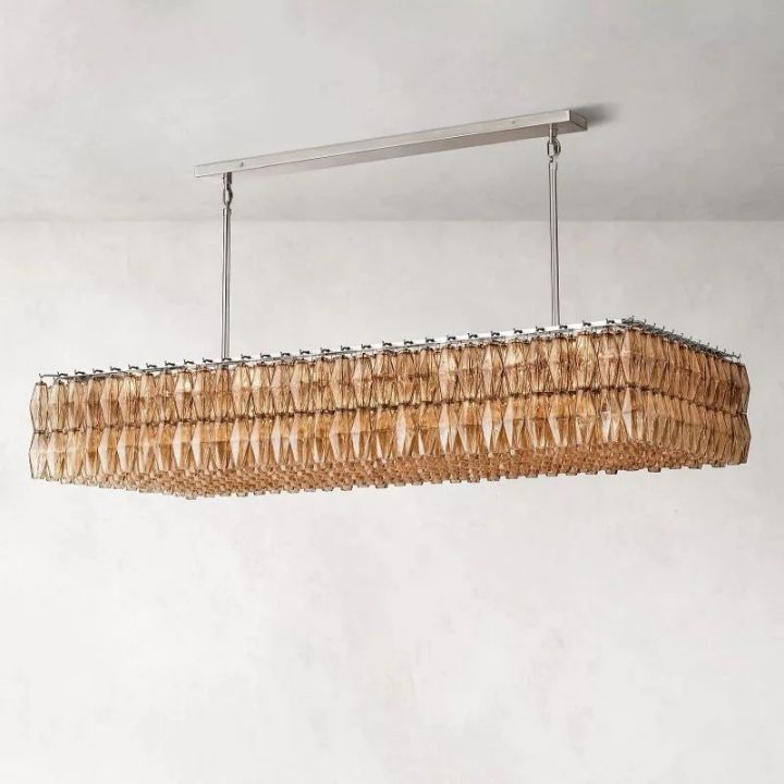 Galaxy Smoke Glass Rectangular Chandelier 74" - view 2
