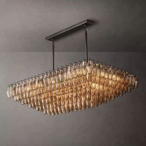 Galaxy Smoke Glass Tiered Rectangular Chandelier 54" - view 2