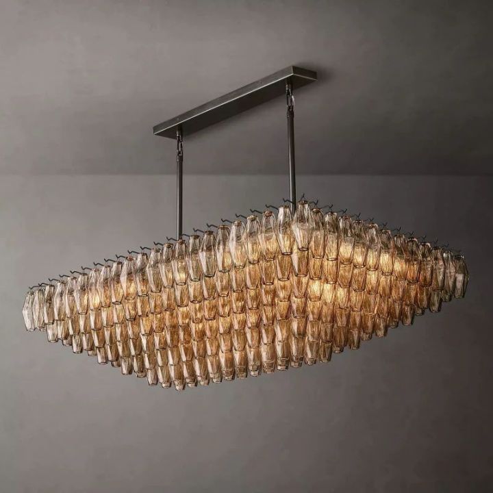 Galaxy Smoke Glass Tiered Rectangular Chandelier 54" - view 2