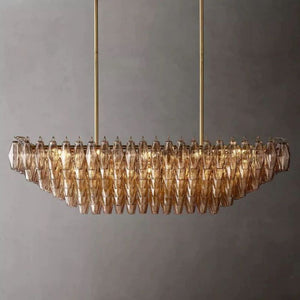 Galaxy Smoke Glass Tiered Rectangular Chandelier 54" - view 4