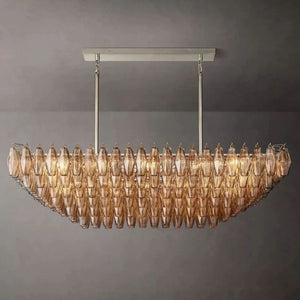 Galaxy Smoke Glass Tiered Rectangular Chandelier 54" - view 6