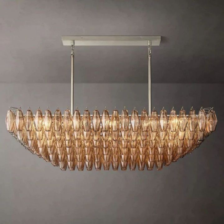 Galaxy Smoke Glass Tiered Rectangular Chandelier 54" - view 6