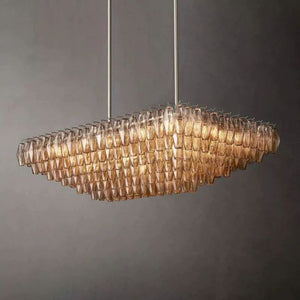 Galaxy Smoke Glass Tiered Rectangular Chandelier 54" - view 3