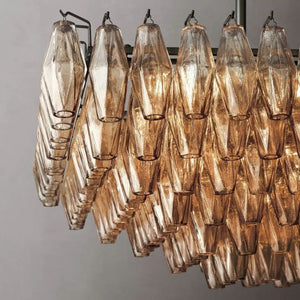 Galaxy Smoke Glass Tiered Rectangular Chandelier 54" - view 8