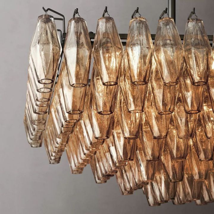 Galaxy Smoke Glass Tiered Rectangular Chandelier 54" - view 8