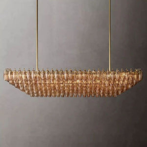 Galaxy Smoke Glass Tiered Rectangular Chandelier 74" - view 3