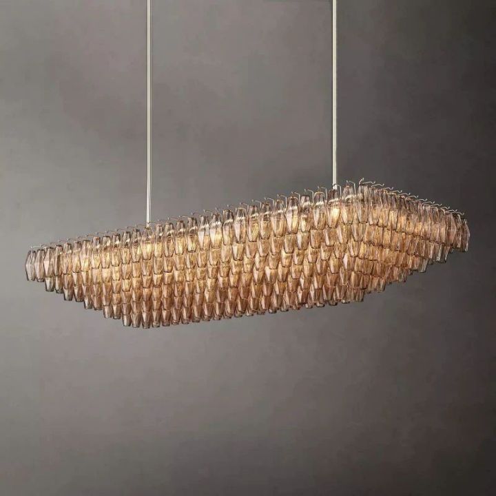 Galaxy Smoke Glass Tiered Rectangular Chandelier 74" - view 2