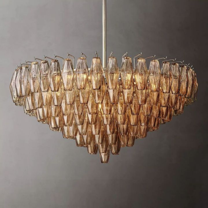 Galaxy Smoke Glass Tiered Round Chandelier 37" - view 3