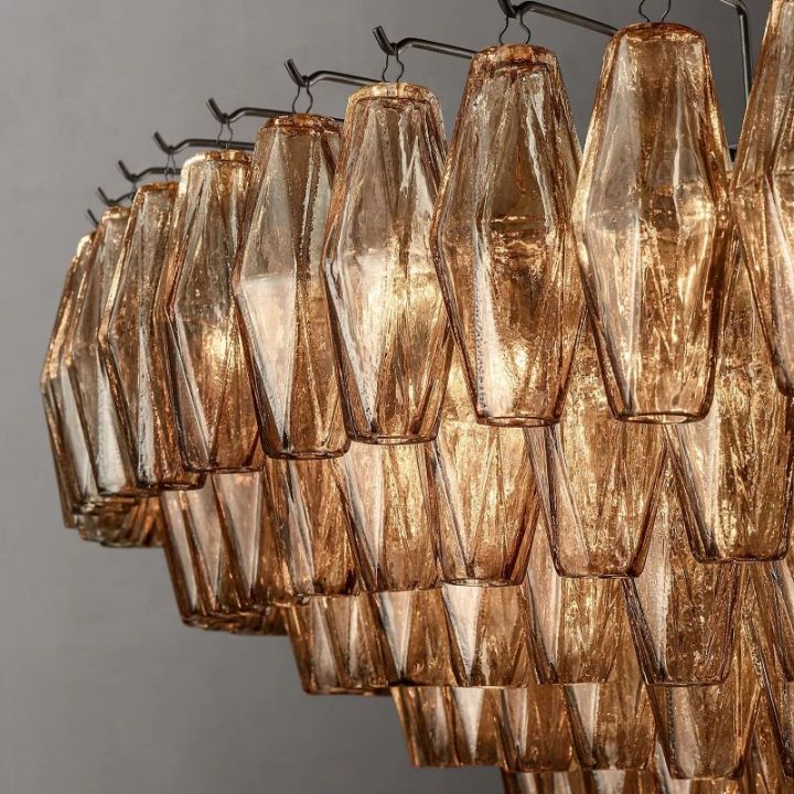 Galaxy Smoke Glass Tiered Round Chandelier 62" - view 9