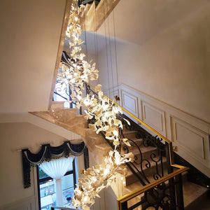 Gingko Leaves Ceramics Spiral Branch Chandelier - view 3